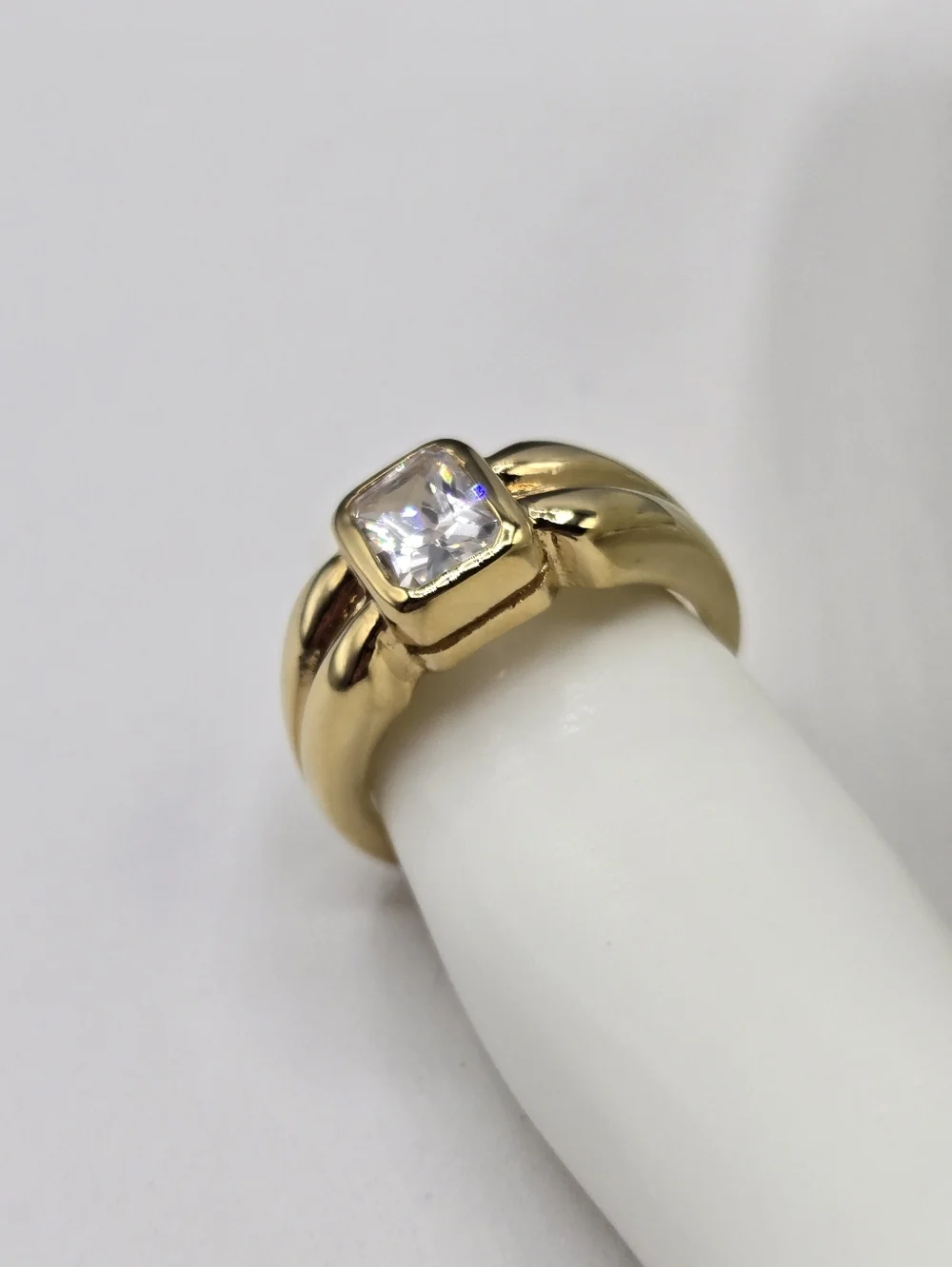 Swarovski Gold-Tone Ring with Clear Emerald-Cut Crystal